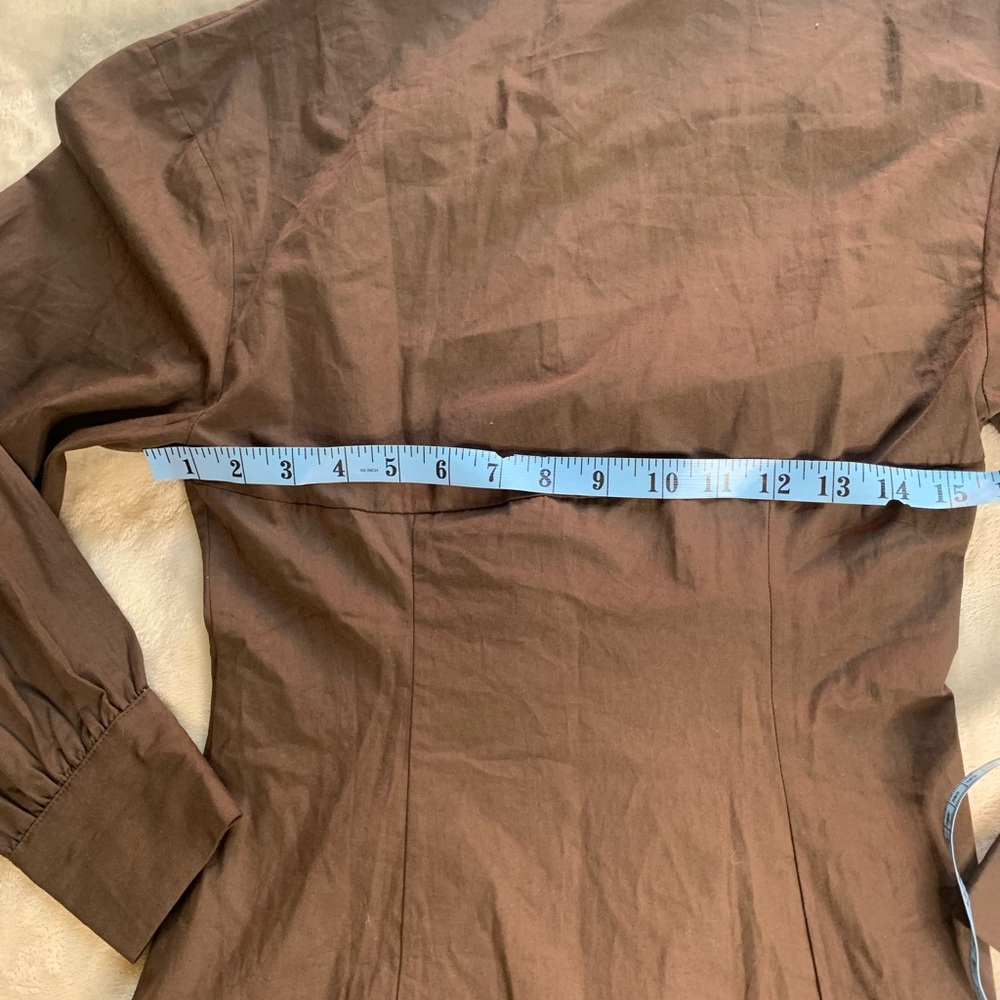 ASOS Design round neck Chocolate Button-Up  waisted Cotton Mini Dress size 2 Nwt - Picture 8 of 9
